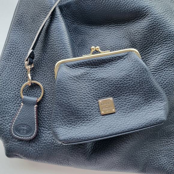 Dooney & Bourke Pebble Grain Logo Lock Sac in Navy - Picture 15 of 16